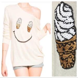 NWT! Wildfox White Label Soft Serve Sequin Sweater